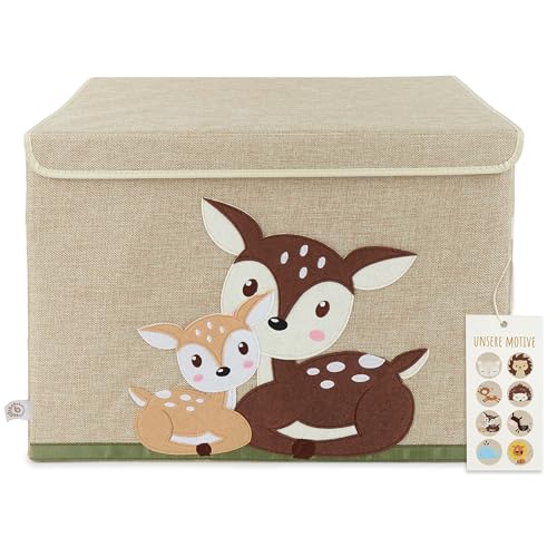 BIECO Boîte de rangement avec couvercle | 65L pliable | 36x36x51cm | Coffre a jouets tissu Boîte avec couvercle Grande boîte de rangement Boite a jouet...