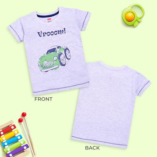 LuvLap Baby Boys Regular Fit 100% Cotton Half Sleeves Boys T-Shirts Set Pack of 5