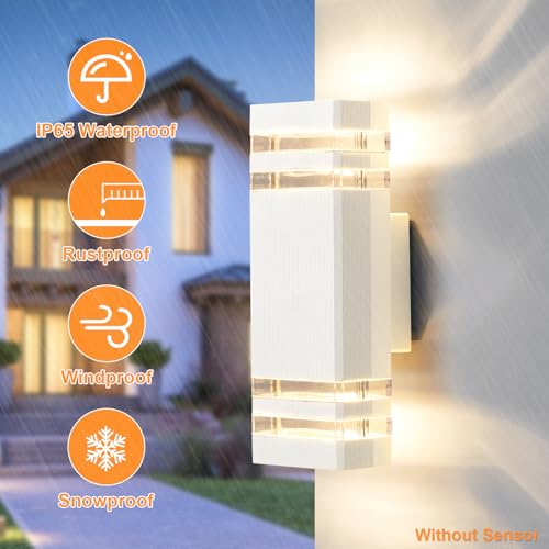 CELAVY Outdoor Wall Lights Mains Powered Outside Up Down Lights, IP65 LED Porch Front Door Light, Waterproof Square GU10 Exterior Modern Lighting External Electric Sconce Wall Mounted for House, White 2 CELAVY Outdoor Wall Lights Mains Powered Outside Up Down Lights, IP65 LED Porch Front Door Light, Waterproof Square GU10 Exterior Modern Lighting External Electric Sconce Wall Mounted for House, White - Image 2