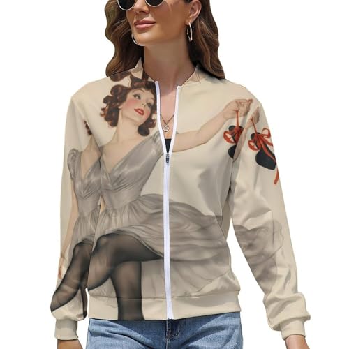 Pin-Up Girls Black Cat Fashion Jackets for Women Coat Sweatshirt Windbreaker Bomber Jacket Top2