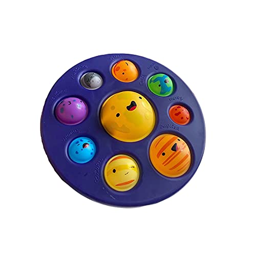 BULINGNA New Planet Pattern Pop Bubble Push Fidget Toy, Anxiety Stress Reliever Hand Toys for Autism Special Needs, Learning Astronomical Knowledge and Know Planet Toys for Kids