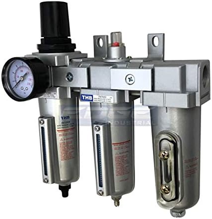 3 STAGE, HEAVY DUTY INDUSTRIAL GRADE FILTER REGULATOR COALESCING DESICCANT DRYER SYSTEM FOR COMPRESSED AIR LINES, METAL BOWLS, GREAT FOR PAINT SPRAY AND PLASMA CUTTER (3/4" NPT, AUTO DRAIN)