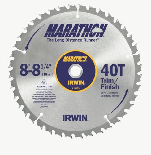 IRWIN Tools MARATHON Carbide Table/Miter Circular Blade, 8 1/4-inch, 40T Universal Arbor Miter and (14053)