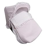Saco grupo 0 con capota y cubre arnés line rosa de la marca babyline