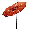 COSTWAY 3M Patio Parasol, Zonne-energie Paraplu met 24 LED-verlichting, Marktparaplu met Drukknop Kantelen en Zwengel…