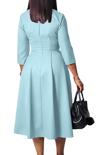 Image of Wear to Work Midi Dress for Women Business Casual A-line Dress Elegance Church Outfits