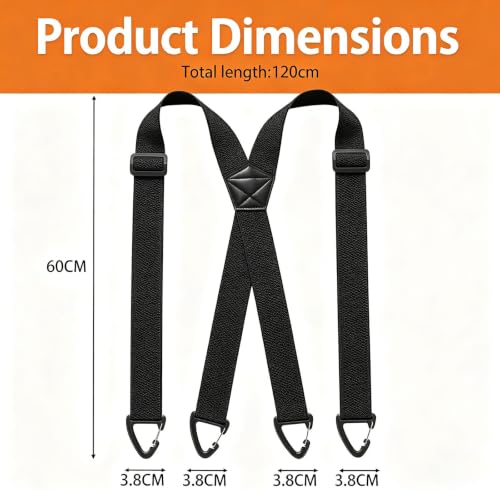 Image of Suspenders for Men Black, Professional Elastic Braces with Strong Clips, Durable Support for Work and Formal Wear, Adjustable Design for Daily Comfort, Black Color Polyester Material