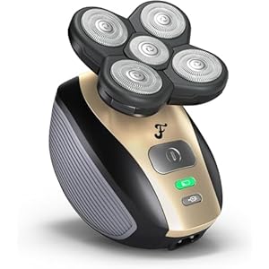 The FlexSeries Electric Head Hair Shaver – Ultimate Mens Cordless Rechargeable Wet/Dry Skull & Bald Head Waterproof Razor with Rotary Blades, Clippers, Nose Trimmer, Brush, Massager