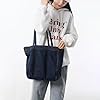 Boziee Sac fourre-tout en denim / toile pour femme - Grand sac fourre-tout avec fermeture éclair - Sac de shopping pour l'école, le travail, le bureau, les voyages, le shopping, la vie quotidienne #4