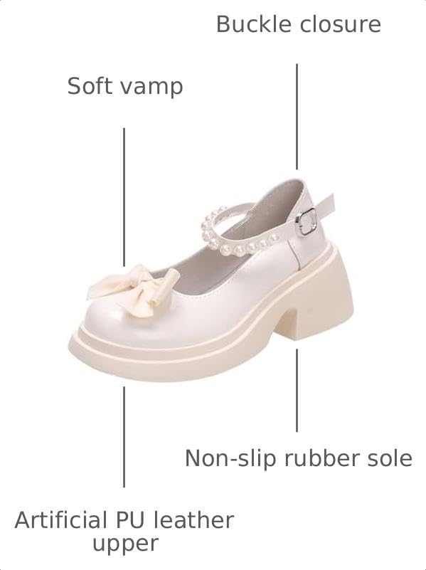 Image of Women's Platform Mary Janes Heart Cat Buckle Rivets Ankle Lolita Gothic Princess Platform Pumps Patent Leather Thorn Vintage Traditional Embroidery Upper Dress Shoes