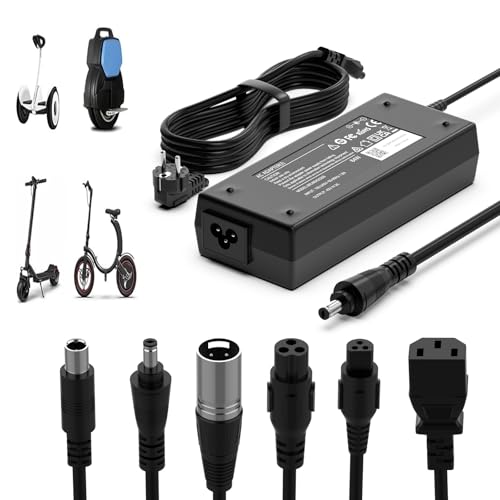 Cargador Patinete Electrico, 42V 2A Adaptador para Hoverboard con 6 Conectores Universal para Scooters Eléctricos, Scooters de Equilibrio, M365 1S Scooter Eléctrico