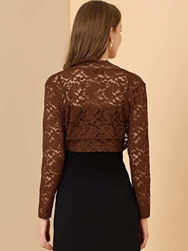 Image of Allegra K Women's Elegant Crop Cardigan Sheer Floral Lace Bolero Shrug Top