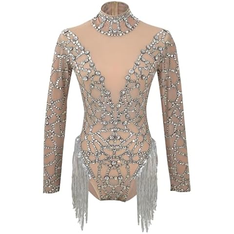 YUANTONG Sparkly Sheer Stretch Mesh Bodysuit Cover