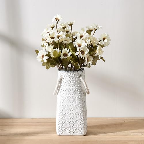 Vaseking Elegant White Petite Vase, 7 inch Ceramic Modern Minimalism