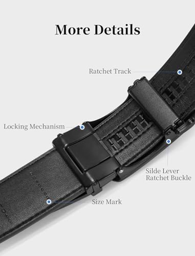 Mens Belt,Ratchet Belts for Men Leather 1 3/8'' Adjustable for Dress Jeans,Comfort Trim to Fit4