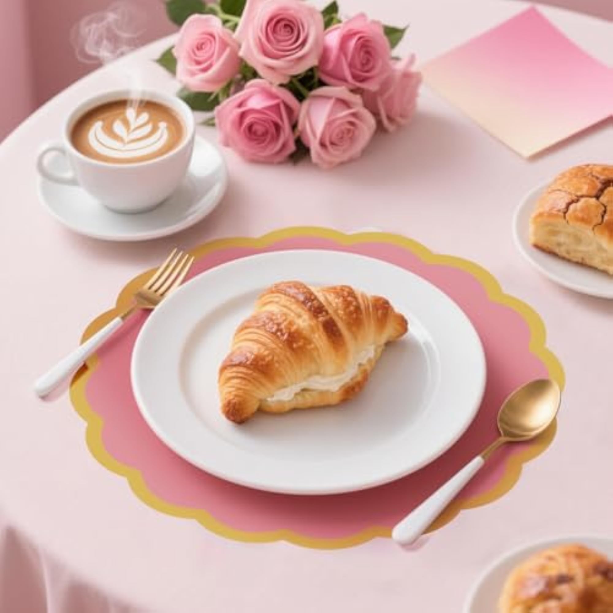 100 Pcs Pink Paper Placemats, Decorative Birthday Table Mats