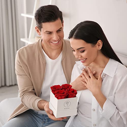 Forever Roses That Last A Year, Preserved Roses For Delivery Prime, Eternity Roses In A Box, Real Flowers In A Box, Flowers For Delivery Prime Birthday, Valentines Day, Anniversary, 4 Pcs Red… #TOP3