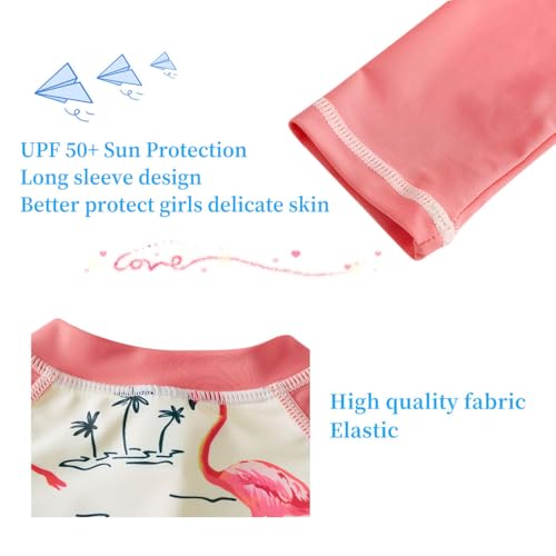 Image of UMELOK Girls Long Sleeve Rash Guard One Piece Swimsuits with UV Protection Sunsuit