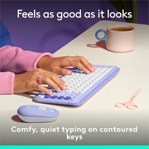 Logitech POP ICON Keys Wireless Bluetooth Keyboard, Comfortable Typing, Programmable Keys, Easy-Switch Between up to 3 Devices, for Laptop, Tablet, PC – Lilac and Off-White by Logitech - Image 3