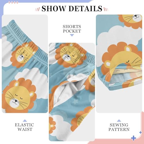 ZZXXB Sleeping Lion Boys Long Pants Soft Trousers Elastic Waist Kids Lounge Bottoms with Pockets S-XL4