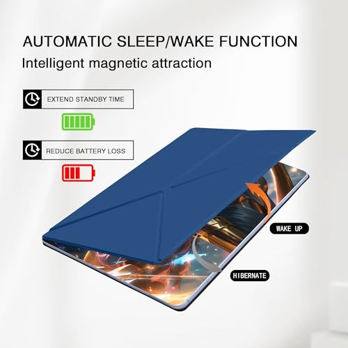 Image of Magnetic Case for Samsung Galaxy Tab S10 Plus 2024 /S9 FE+ /S9 Plus 12.4 Inch 2023 - Model SM-X820 /X826B /X610 /X616B /X810 /X816B Tablet with S-Pen Holder, Auto Wake /Sleep Smart Tablet Cover, Dark Blue