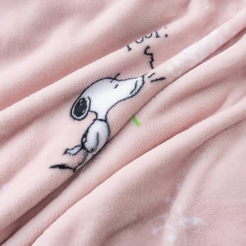 Image of Berkshire Blanket Peanuts VelvetLoft Cute Character Snoopy Plush Throw Blanket,Peanuts Snoopy Make A Wish Spring Pink,Throw 55 in x 70 in (Official Peanuts Product)
