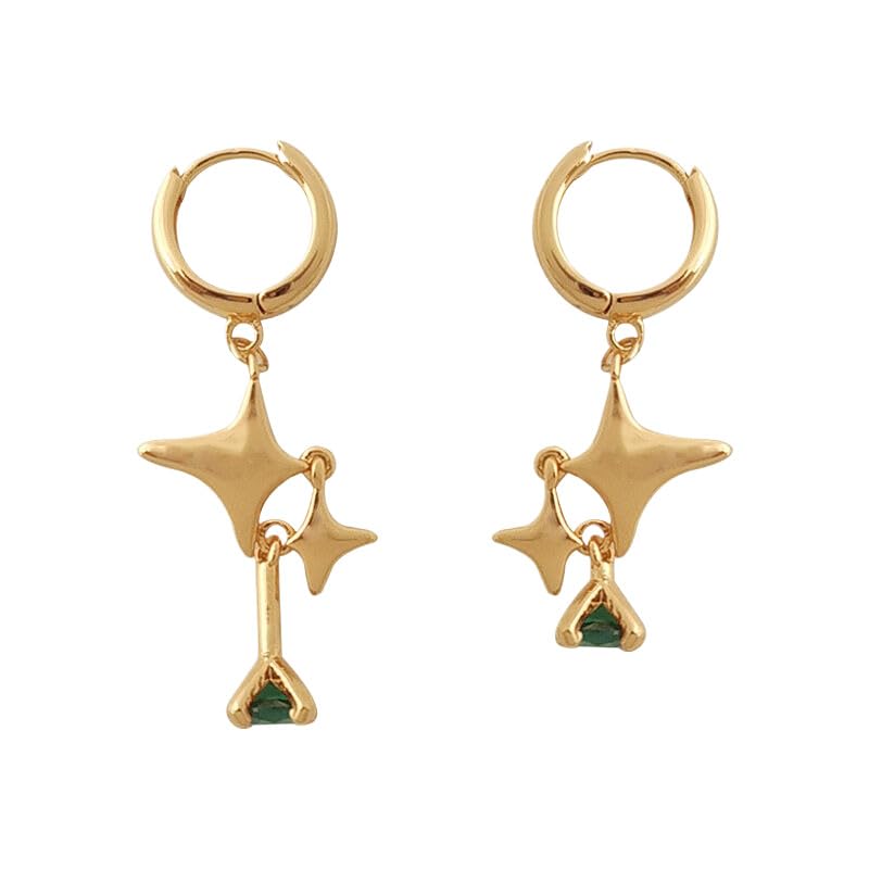 Boucles d'oreilles créoles avec étoile en zircon asymétrique pour femmes et filles
