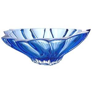 AU52045, 13″ Plantica Salad Bowl, Bohemian Glass Blue Fruit Bowl
