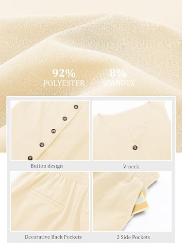 Outfeel Womens Vest Sets Summer 2 Piece Outfits Elegant Blazer Vest Pockets Wide Leg Pant Suit Casual Matching Set — view 4