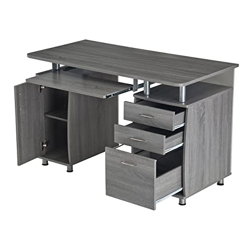 Techni Mobili Complete Workstation Table With Multiple Storage, Computer Desk With Mdf Panels And Pvc Laminate Veneer Surface, Grey #TOP7