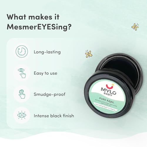 Image of Mylo Baby Pure Kajal 5gm | Dermatologically Tested | 100% Natural with Pure Desi Ghee (5 g (Pack of 2))