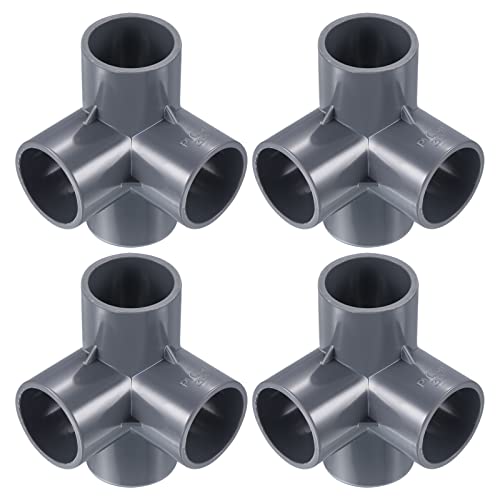 PATIKIL 1 1/4" 4 Way Elbow Pipe Fittings UPVC, 4 Pack Joint Coupling Pipe Adapter for Pipe Connection Gray
