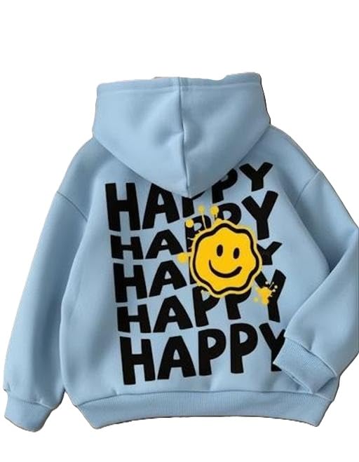 Trendy Men and Women Hoodie with Bold Happy Text Print and Cheerful Smiley Design-picture-22