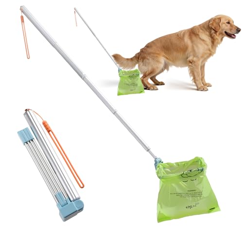 KJYFZX Dog Pooper Scooper, Foldable Dog Poop Cleaning Tool, No Need to Bend Over, Made of Aluminum Alloy, Suitable for Both Large and Small Dogs