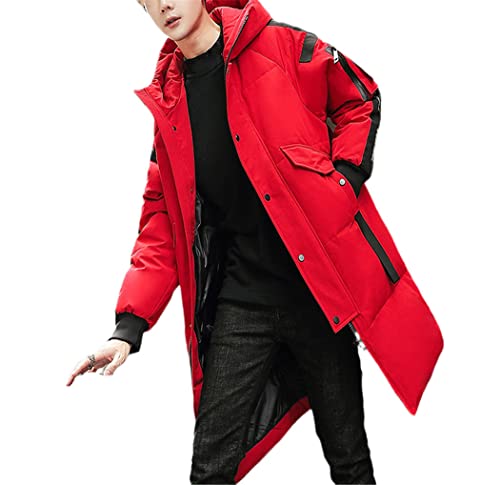 Doudoune chaude homme capuche veste hiver matelassée blanc rouge XXXL