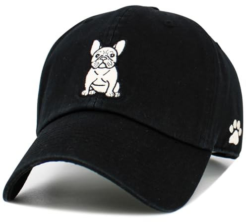 Image of KBETHOS Dog Cat Mom Dad Theme Womens Baseball Cap Distressed Vintage Unconstructed Embroidered Patch Hat