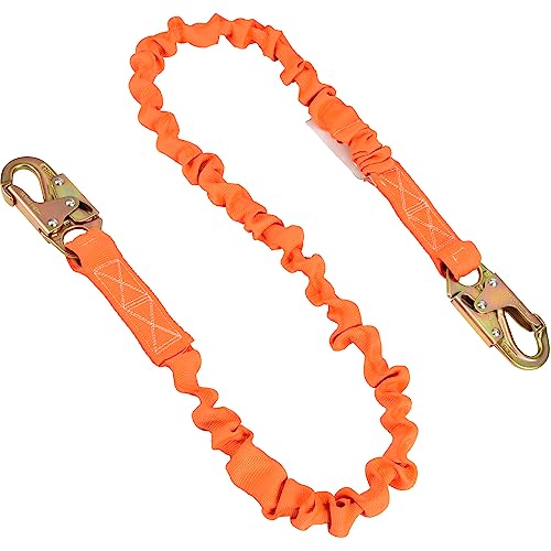 WELKFORDER 6-Foot Internal Shock Absorbing Safety Lanyard with Double Forging Snap Hook Connectors ANSI Z359.13-2013 Compliant Fall Protection Equipment (1 Pack)