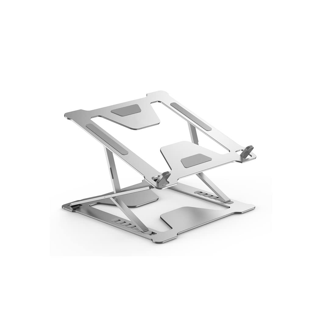 Soporte vertical para computadora portátil elevable y ajustable en color de plata para escritorio