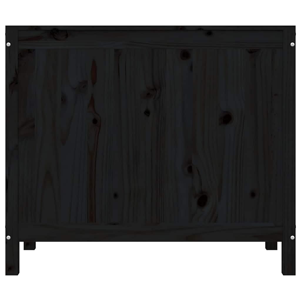 Kosz na pranie 88,5x44x76 cm lite drewno sosnowe czarne