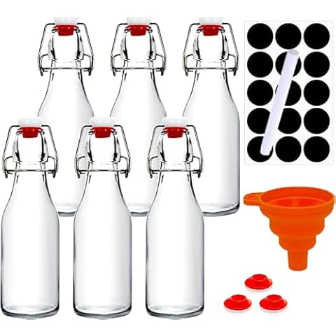 Ahhute 8 oz Swing Top Glass Bottles Cover