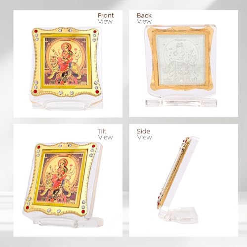 Image of Goddess Maa Durga Idol for Car Dashboard | Decorative Showpiece - 7 cm Gold Foil /Plated