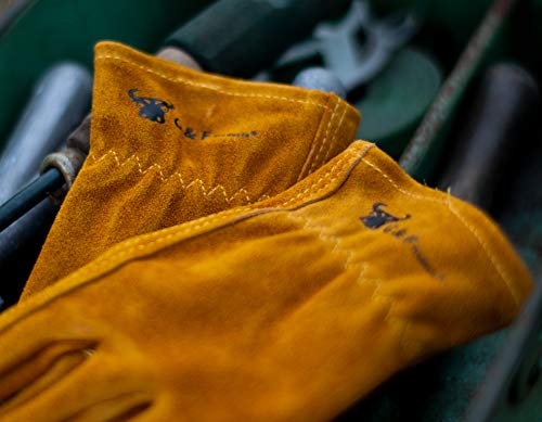 Justforkids Unisex Child Large (7-9 Years Old) Kids Work Gloves, Brown Cowhide Leather, Large Pack Of 1 Us #TOP6