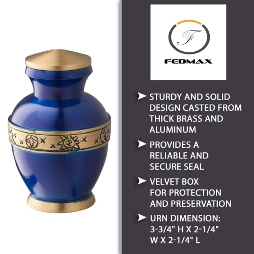 Fedmax Small Urns For Human Ashes Adult Male Or Female - Mini Urns - Cremation Keepsakes With Velvet Box - Memorial Urn And Ash Storage (Blue, 6 Count (Pack Of 1)) #TOP2