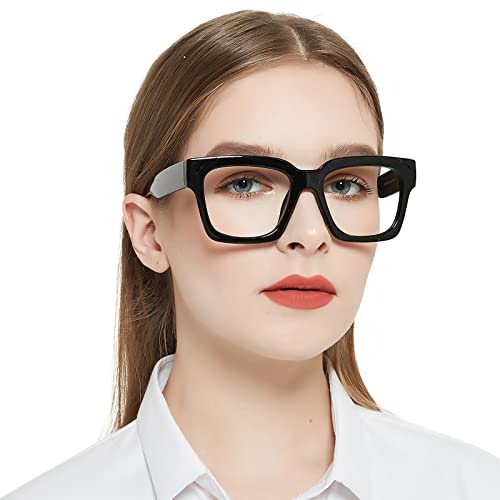 OCCI CHIARI 1.5 Black Oversized Reading Glasses Womens retro Square large Readers 1.0 1.25 1.50 1.75 2.0 2.25 2.50 2.75 3.0 3.5(Black, 1.5)