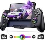 Spican Switch Controllers for Nintendo Switch/OLED Controller, Full-Size Switch Joy-pad for Better Handheld Mode, Switch Accessories Wireless Pro Controller with RGB Light/Battery/Turbo/Macro/4 Game Slot