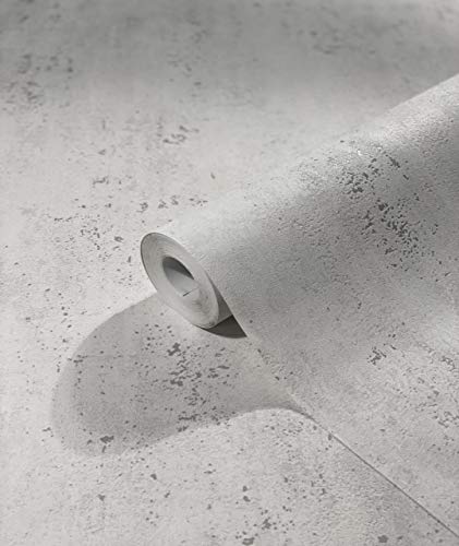 Marburg Wallpaper Grey Silver Concrete Look for Bedroom or Living Room Non-Woven Wallpaper 100% Made in Germany Premium Quality 10,05 x 0,53m