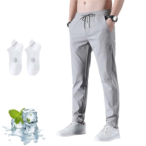 Meshirons - Ice Silk Mesh Panel Casual Pants, Mesh Irons Cooling Pants for Men, Quick Drying Breathable with Pockets