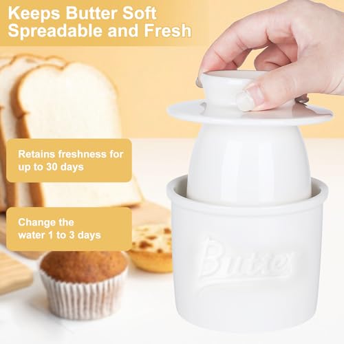 Contenitore Per Burro Francese Con Coperchio,Contenitore In Ceramica Per Conservare Il Burro,Barattolo Per Burros,Con Coltello Per Burros,Adatto Per Burror Fresco Alle Erbe Aromatiche - immagine 6
