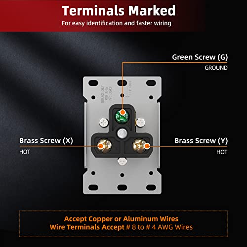 Nema 6-50R Receptacle 50A 250V Female Outlet 50 Amp 250 Volts Heavy Duty Industrial Grade Grounded Flush Mount Range Power Outlet For Welder, Plasma Cutter, Ev Charger, Ul Listed #TOP3