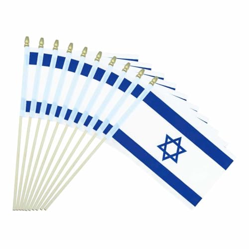 Ckexin 25Pack Small Israel Flag Handheld Mini Israeli Flag on Stick 5x8 Inch